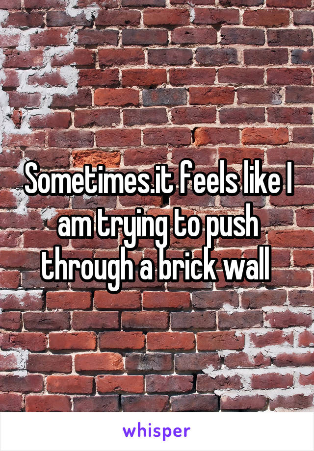 Sometimes.it feels like I am trying to push through a brick wall 