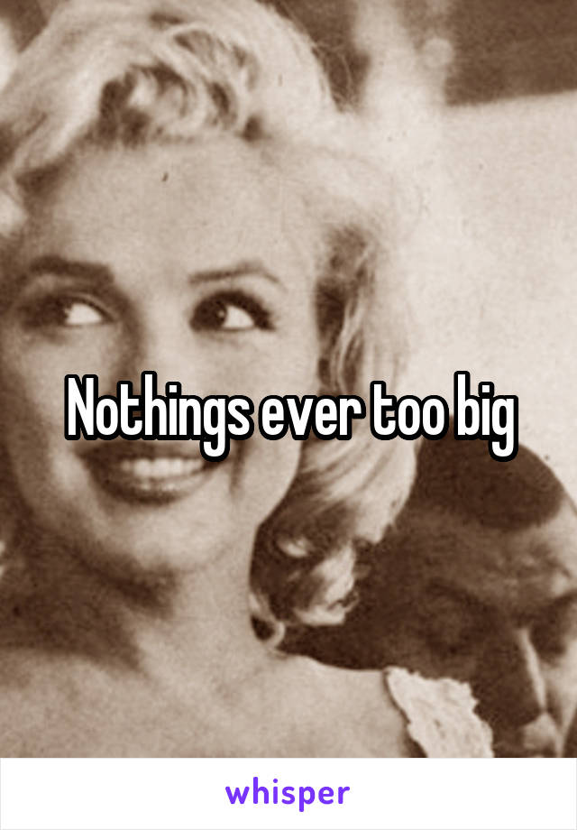 Nothings ever too big