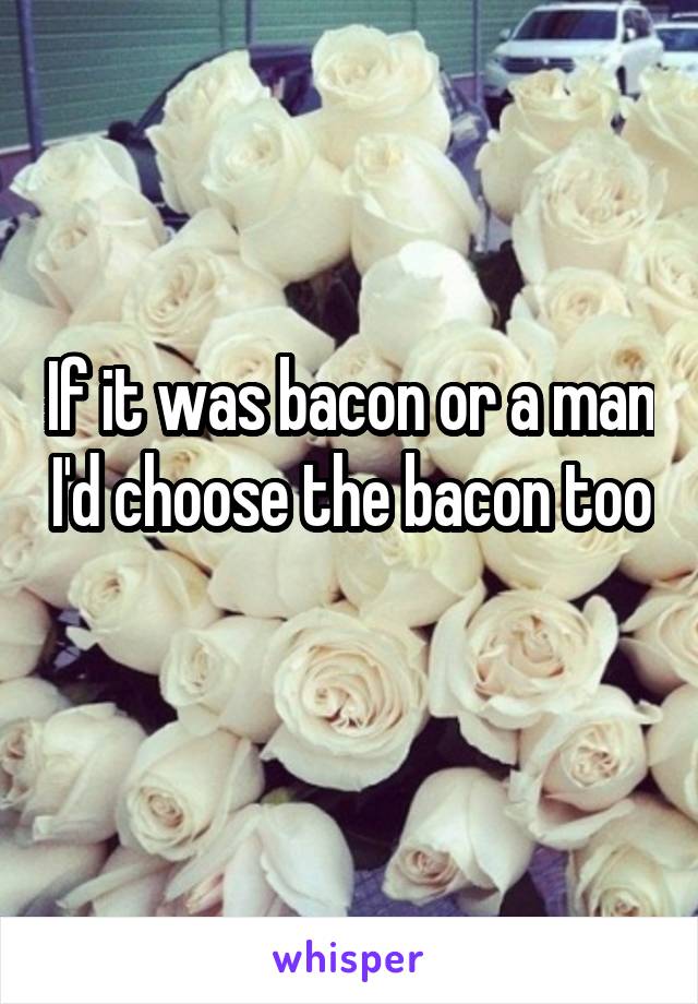 If it was bacon or a man I'd choose the bacon too 