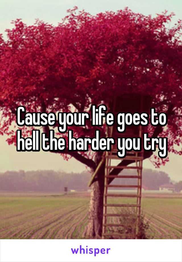 Cause your life goes to hell the harder you try