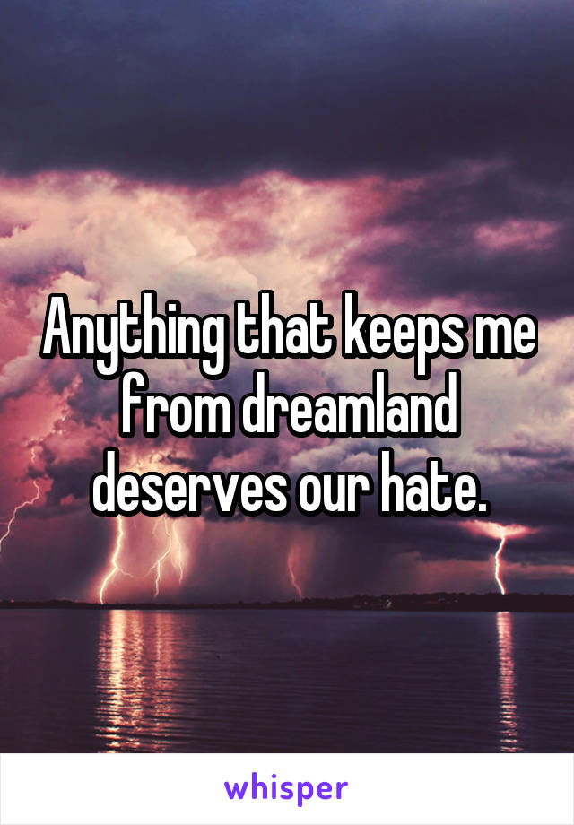 Anything that keeps me from dreamland deserves our hate.