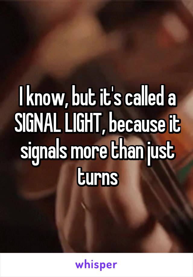 I know, but it's called a SIGNAL LIGHT, because it signals more than just turns