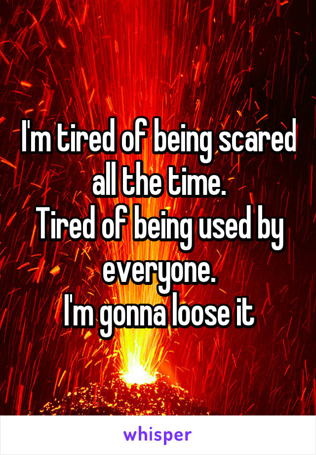 I'm tired of being scared all the time.
Tired of being used by everyone.
I'm gonna loose it