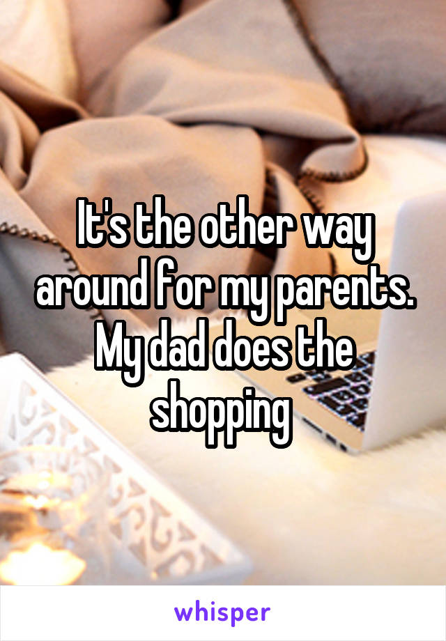 It's the other way around for my parents. My dad does the shopping 