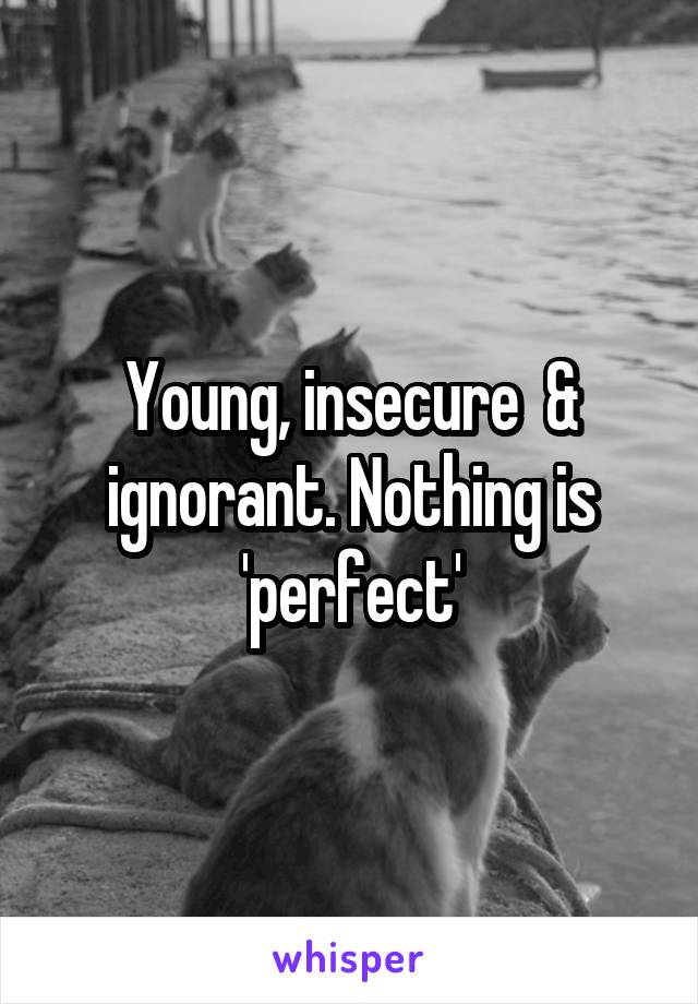 Young, insecure  & ignorant. Nothing is 'perfect'