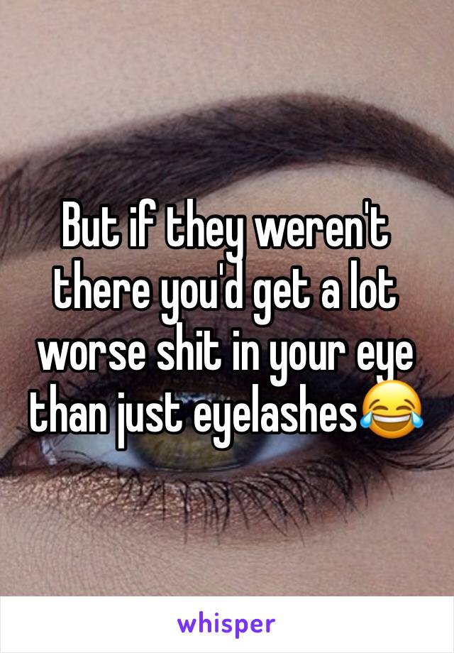 But if they weren't there you'd get a lot worse shit in your eye than just eyelashes😂 