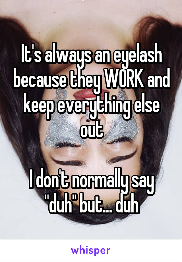 It's always an eyelash because they WORK and keep everything else out

I don't normally say "duh" but... duh