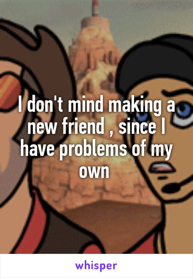 I don't mind making a new friend , since I have problems of my own 