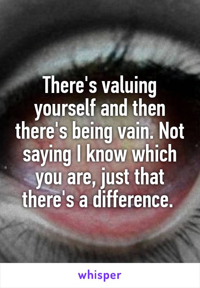 There's valuing yourself and then there's being vain. Not saying I know which you are, just that there's a difference. 