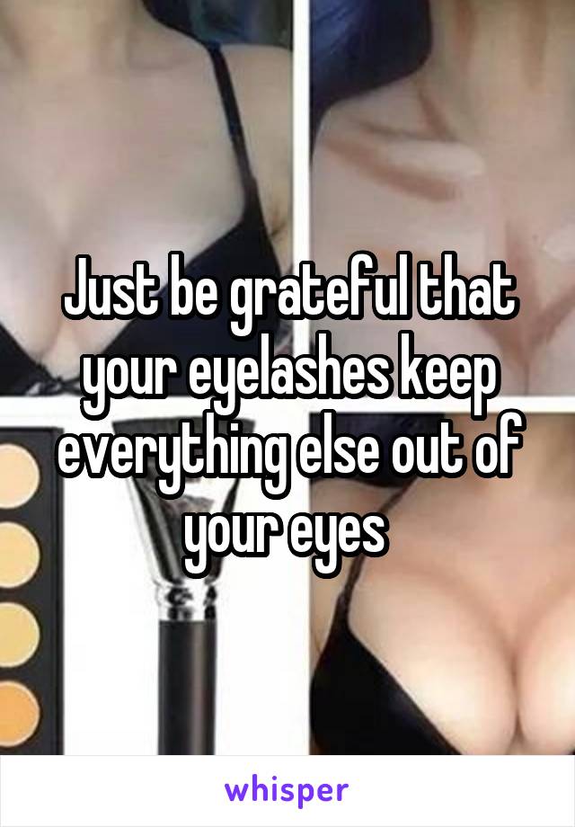 Just be grateful that your eyelashes keep everything else out of your eyes 