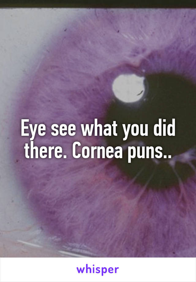 Eye see what you did there. Cornea puns..