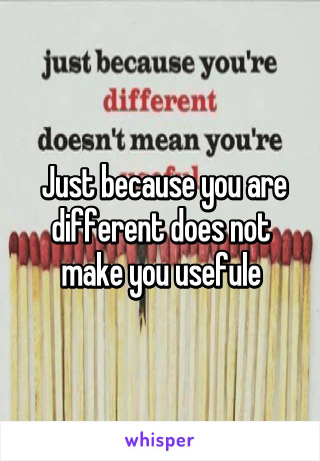  Just because you are different does not make you usefule