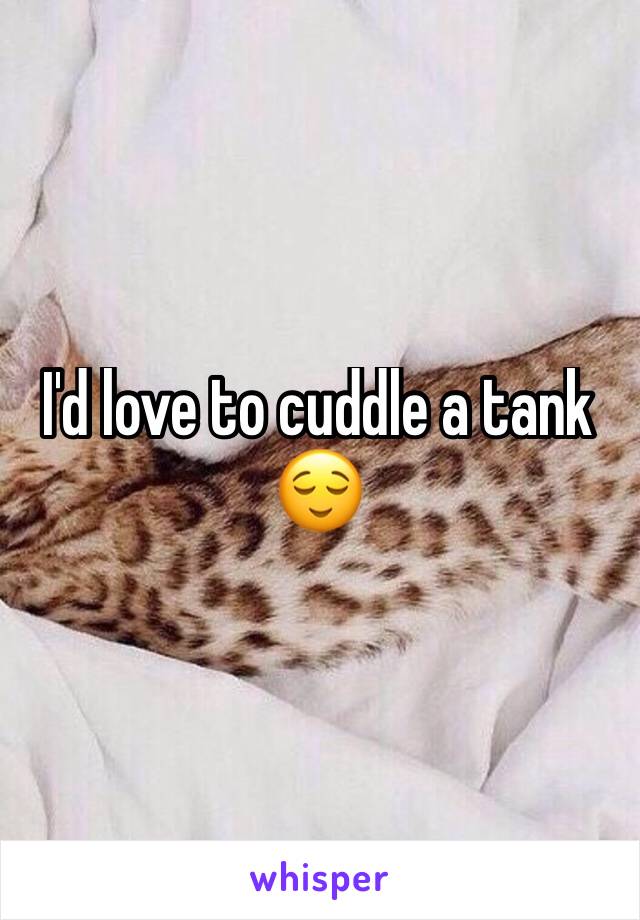 I'd love to cuddle a tank 😌