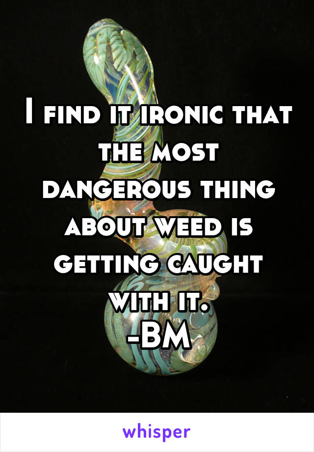 I find it ironic that the most dangerous thing about weed is getting caught with it.
-BM