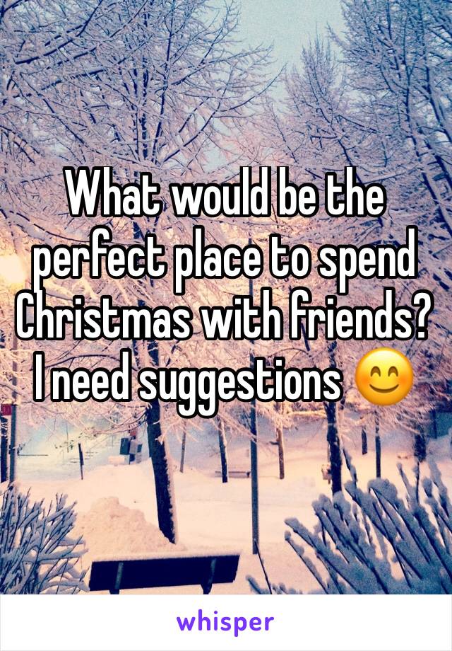 What would be the perfect place to spend Christmas with friends? I need suggestions 😊