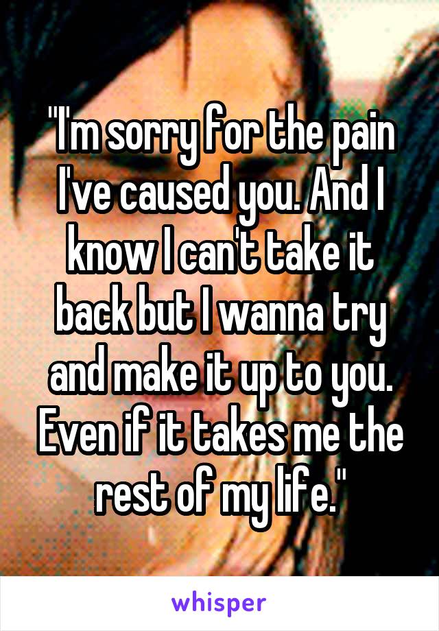"I'm sorry for the pain I've caused you. And I know I can't take it back but I wanna try and make it up to you. Even if it takes me the rest of my life."