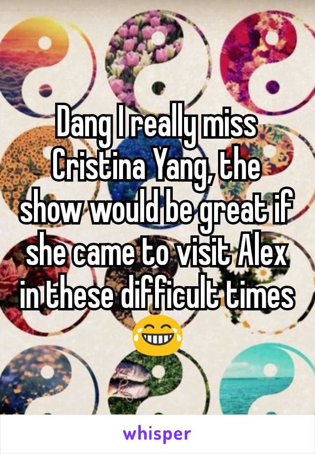 Dang I really miss Cristina Yang, the show would be great if she came to visit Alex in these difficult times 😂