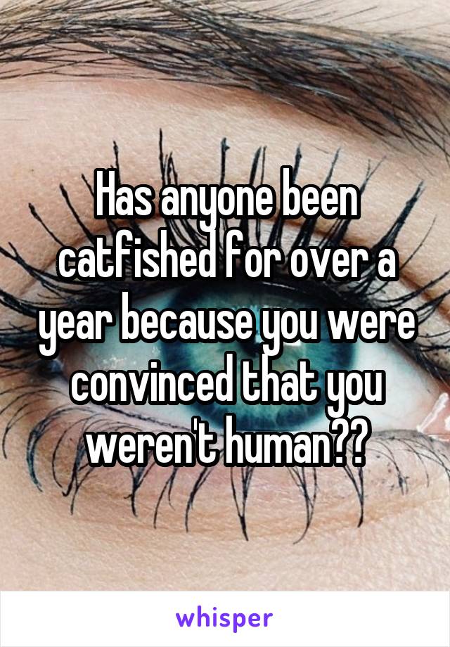 Has anyone been catfished for over a year because you were convinced that you weren't human??