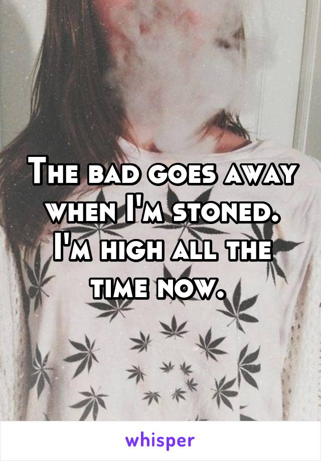 The bad goes away when I'm stoned. I'm high all the time now. 