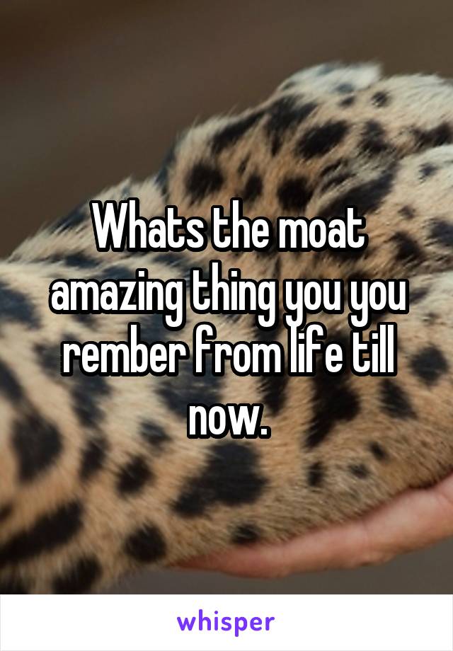 Whats the moat amazing thing you you rember from life till now.