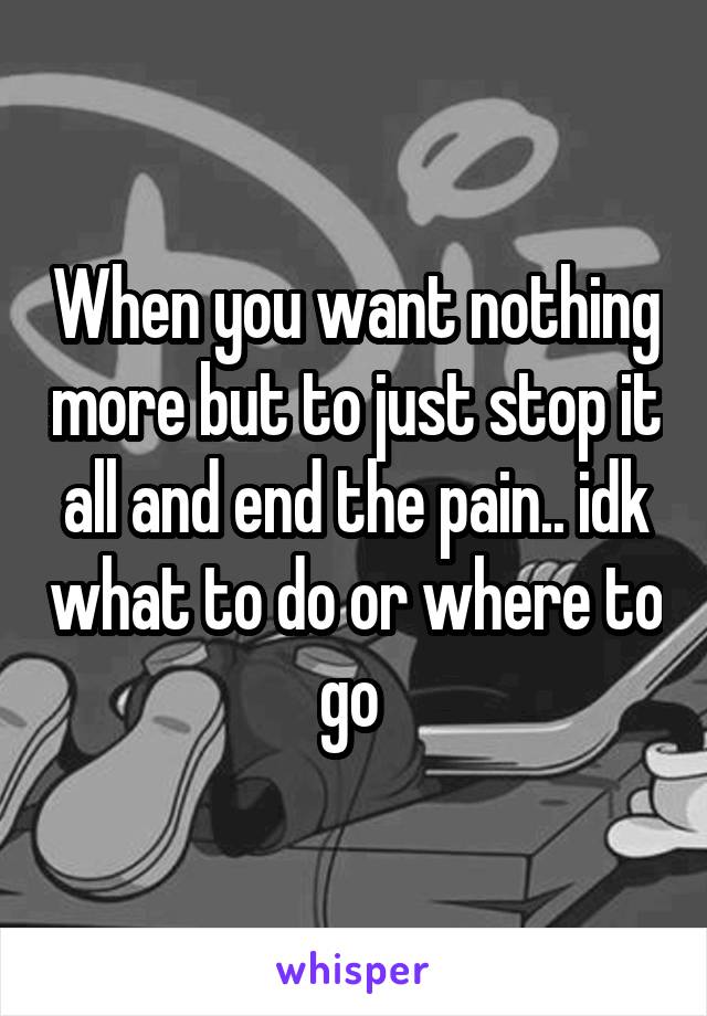 When you want nothing more but to just stop it all and end the pain.. idk what to do or where to go 