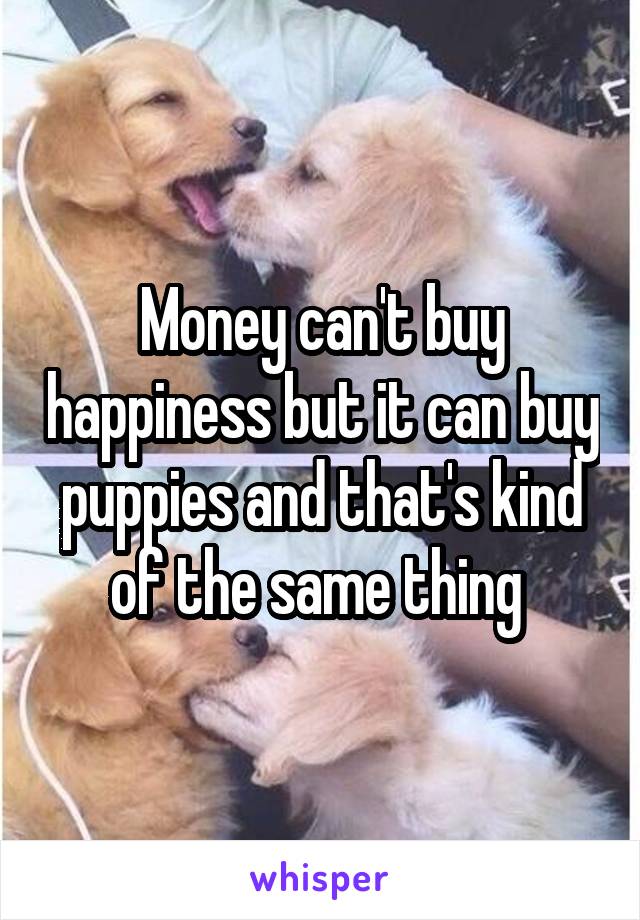 Money can't buy happiness but it can buy puppies and that's kind of the same thing 