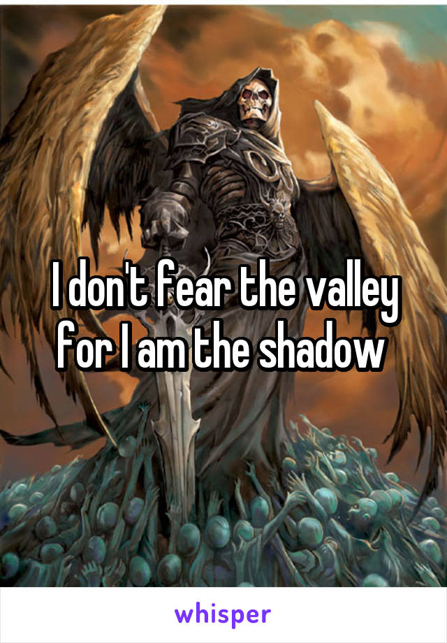 I don't fear the valley for I am the shadow 