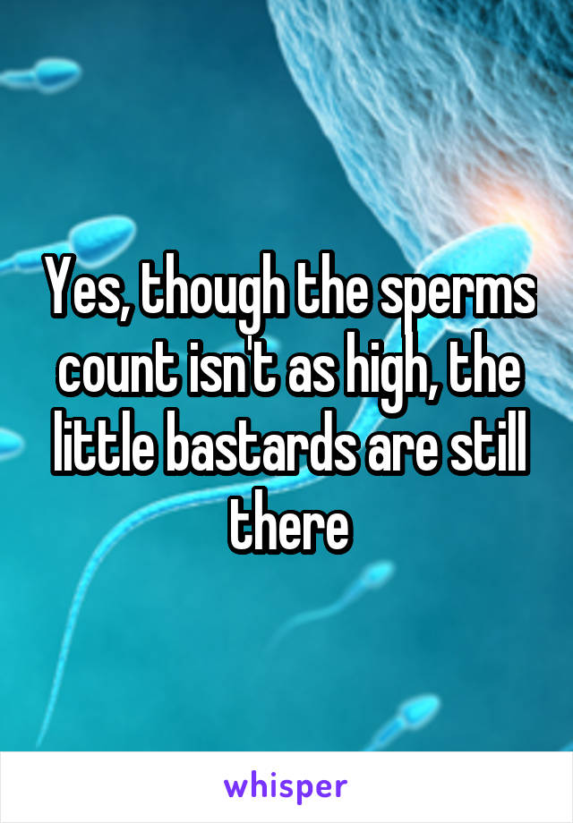 Yes, though the sperms count isn't as high, the little bastards are still there