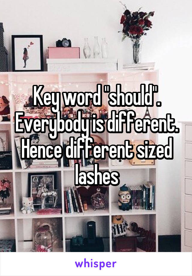 Key word "should". Everybody is different. Hence different sized lashes