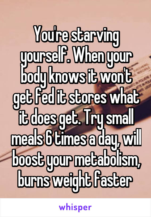 You're starving yourself. When your body knows it won't get fed it stores what it does get. Try small meals 6 times a day, will boost your metabolism, burns weight faster 