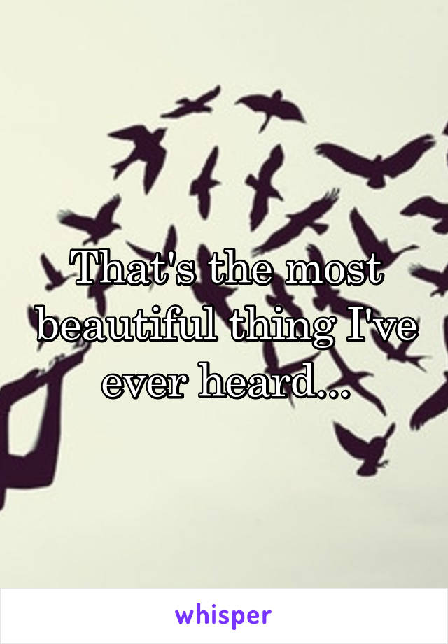 That's the most beautiful thing I've ever heard...