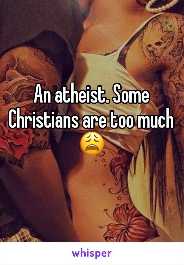 An atheist. Some Christians are too much 
😩