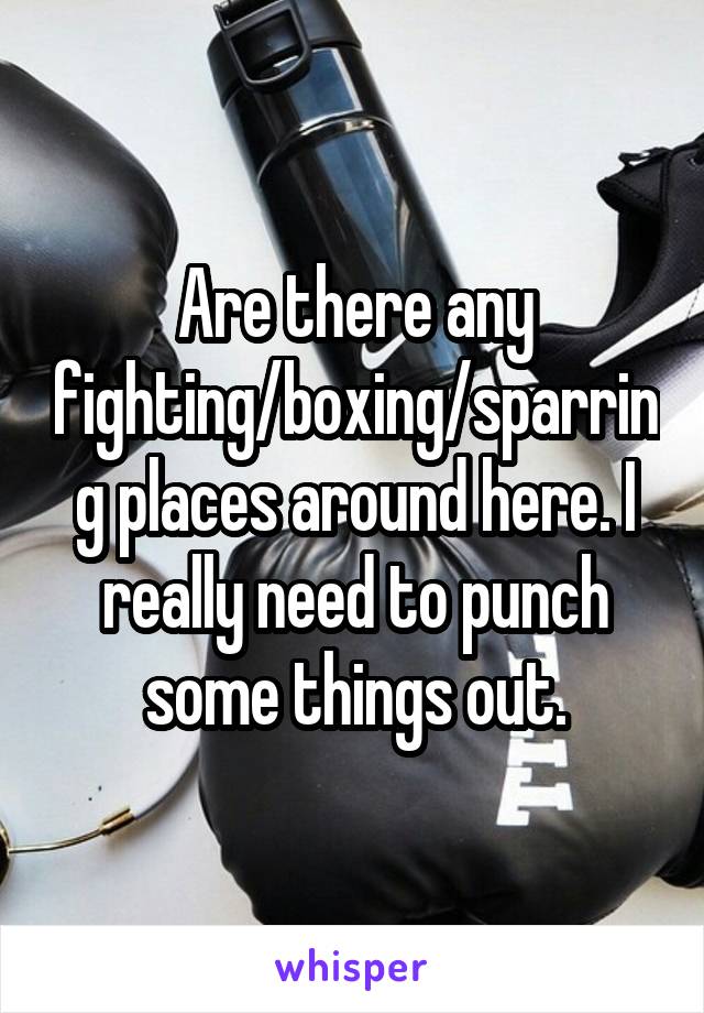 Are there any fighting/boxing/sparring places around here. I really need to punch some things out.