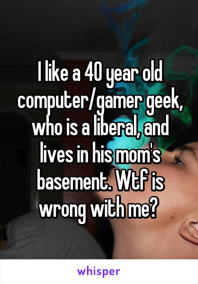 I like a 40 year old computer/gamer geek, who is a liberal, and lives in his mom's basement. Wtf is wrong with me? 