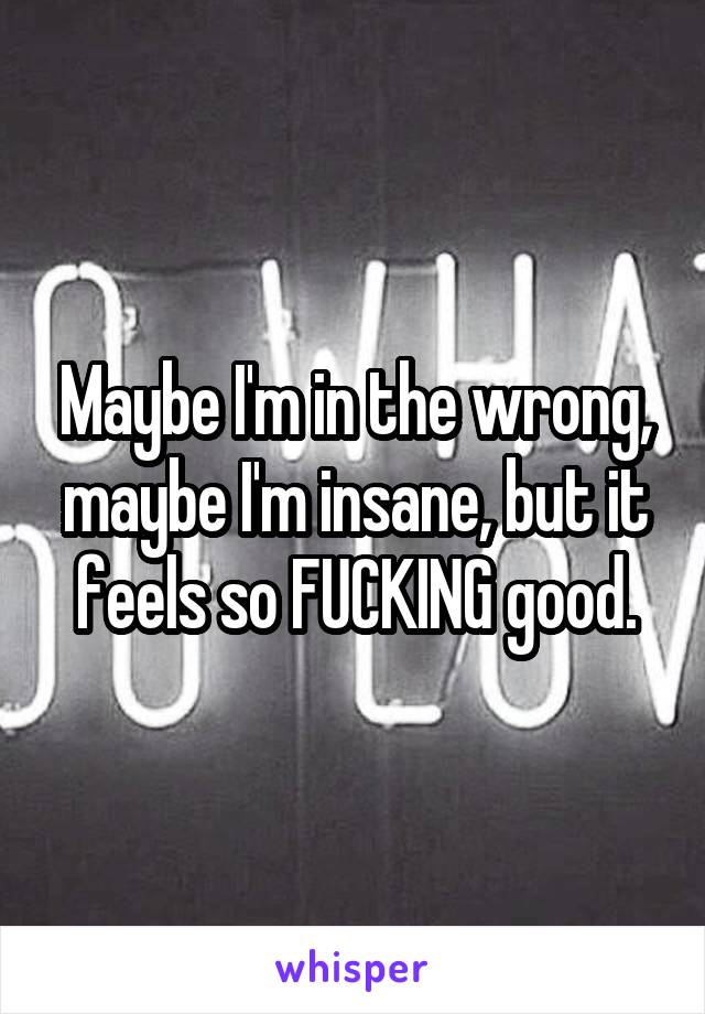 Maybe I'm in the wrong, maybe I'm insane, but it feels so FUCKING good.