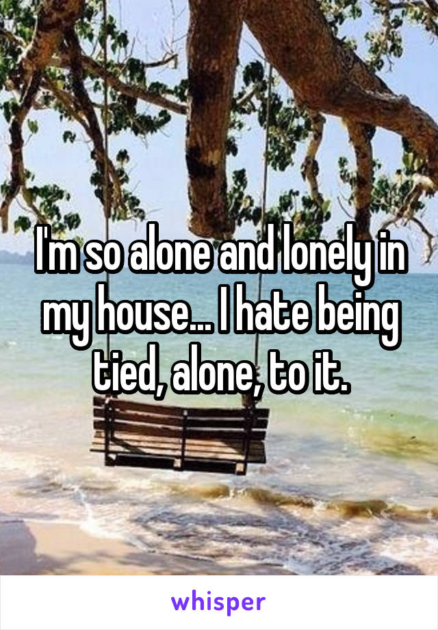 I'm so alone and lonely in my house... I hate being tied, alone, to it.