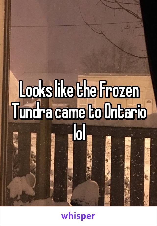 Looks like the Frozen Tundra came to Ontario lol