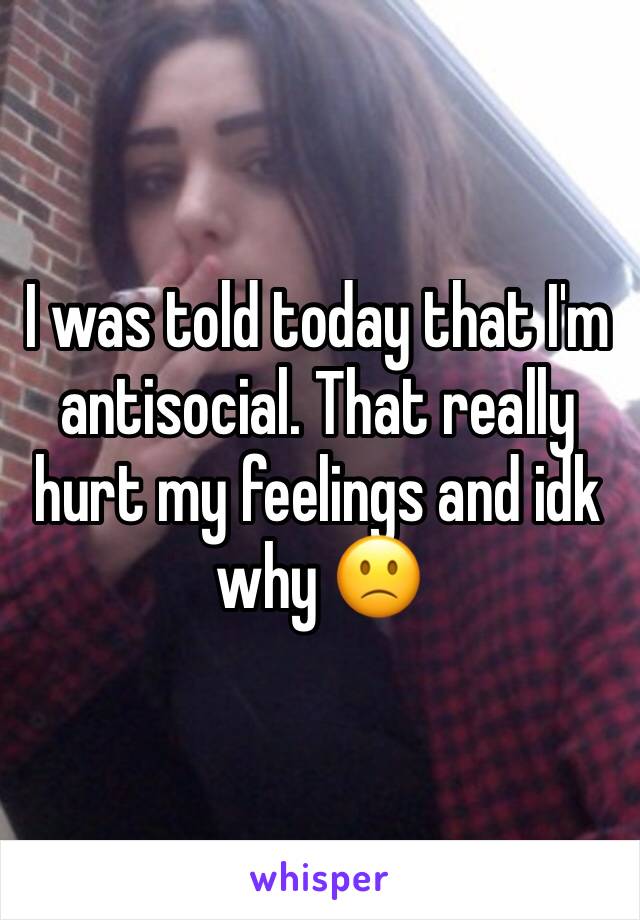 I was told today that I'm antisocial. That really hurt my feelings and idk why 🙁