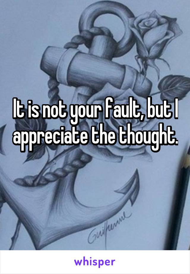 It is not your fault, but I appreciate the thought. 