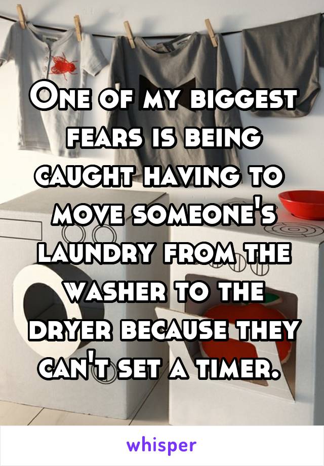 One of my biggest fears is being caught having to  move someone's laundry from the washer to the dryer because they can't set a timer. 