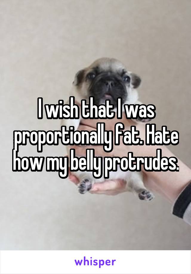 I wish that I was proportionally fat. Hate how my belly protrudes.