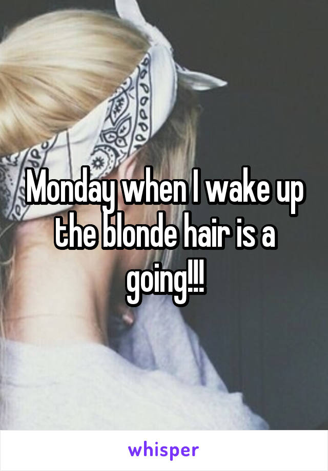 Monday when I wake up the blonde hair is a going!!!