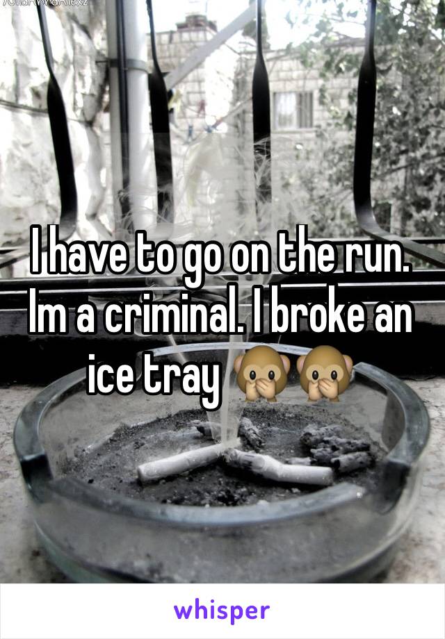 I have to go on the run. Im a criminal. I broke an ice tray 🙊🙊