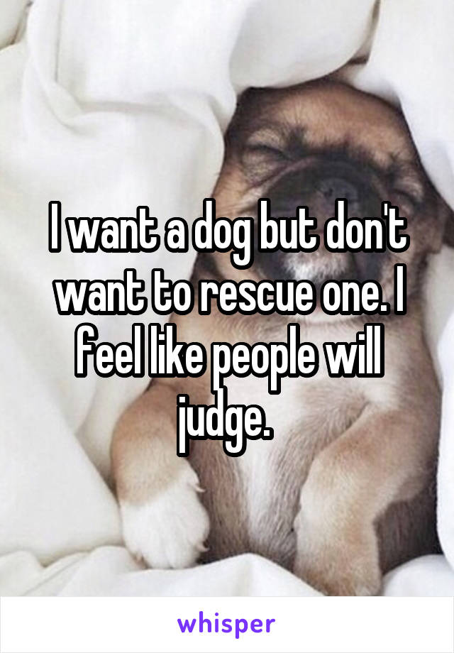 I want a dog but don't want to rescue one. I feel like people will judge. 