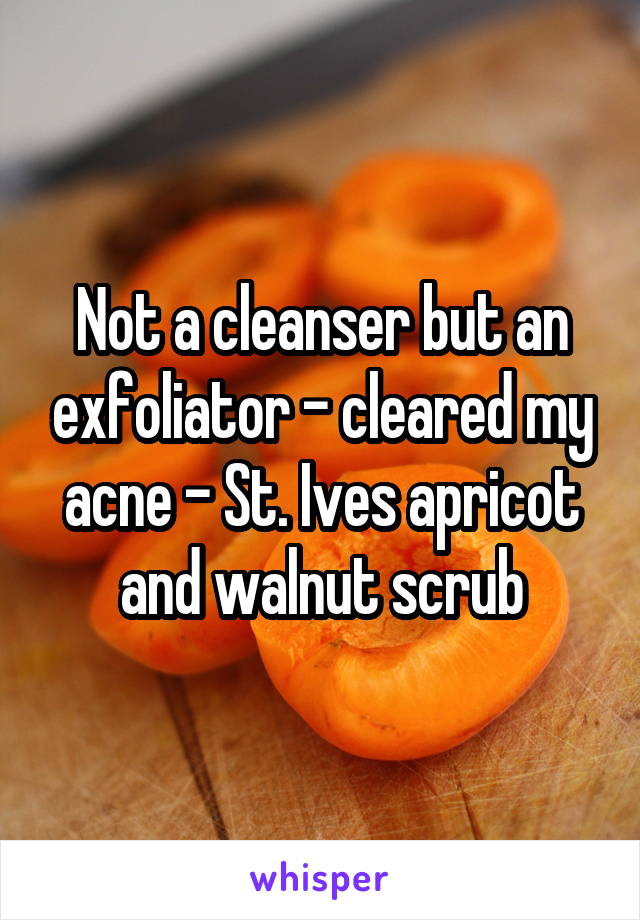 Not a cleanser but an exfoliator - cleared my acne - St. Ives apricot and walnut scrub