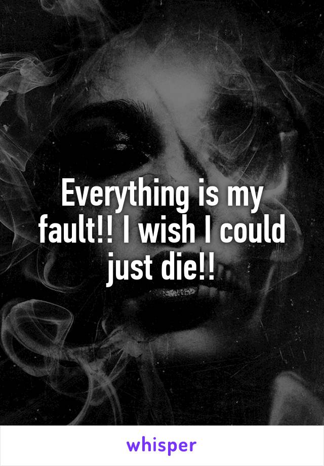 Everything is my fault!! I wish I could just die!!