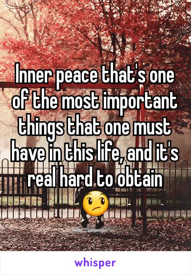 Inner peace that's one of the most important things that one must have in this life, and it's real hard to obtain 😞