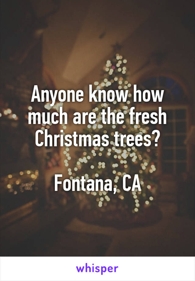 Anyone know how much are the fresh Christmas trees?

Fontana, CA