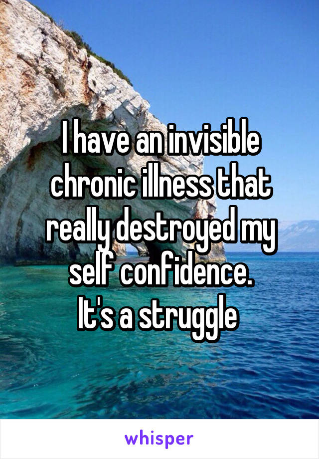 I have an invisible chronic illness that really destroyed my self confidence.
It's a struggle 