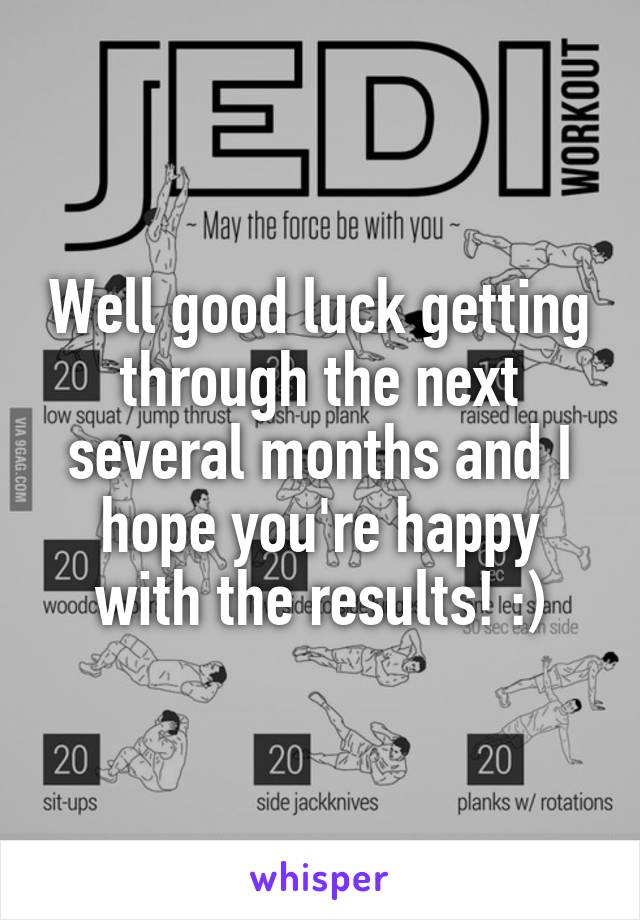 Well good luck getting through the next several months and I hope you're happy with the results! :)